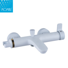 Hotel style white shower mixer wall mount bath tub faucet